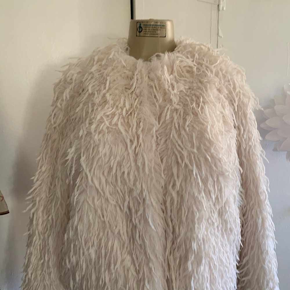 Women's Cream Faux Fur Jacket